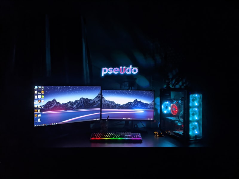 Main PC floor — 24 battlestations under the neon rig